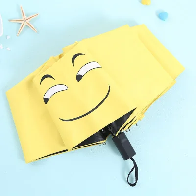 

Umbrella female small fresh rain dual-use parasol student sunscreen folding black plastic umbrella expression simple