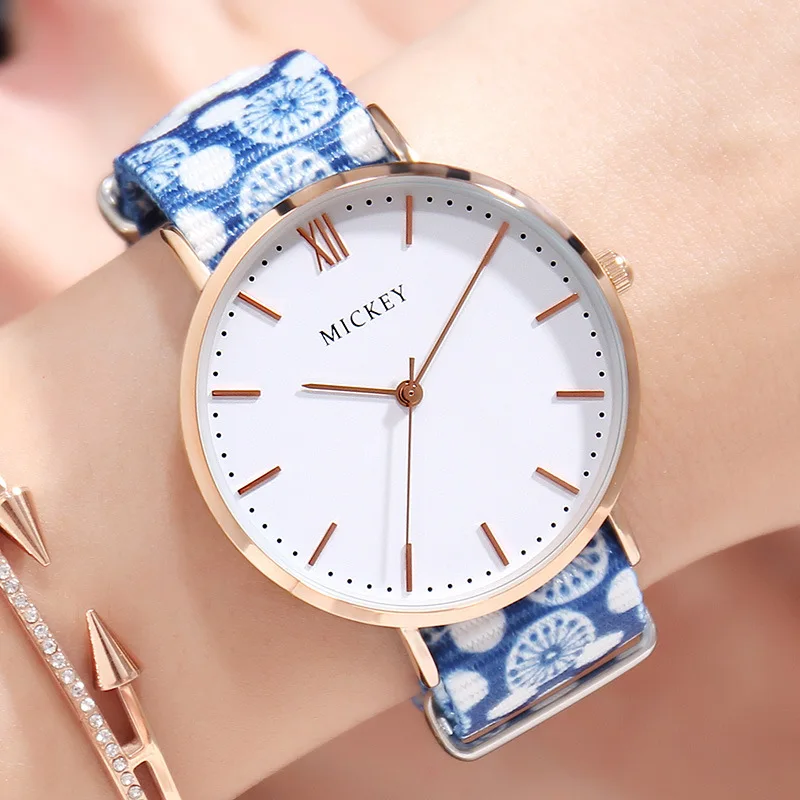 

womens watches nylon casual ladies Disney brand wristwatches quartz Mickey mouse waterproof woman clocks Citizen movement
