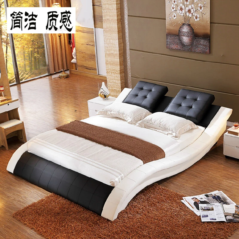 2020 современный дизайн мягкая кожаная кровать 150 или 180 на выбор|bed design|bed modernbed modern