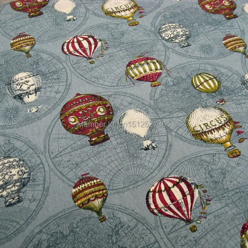140cmx50cm Vintage hot air balloon printed on durk green background