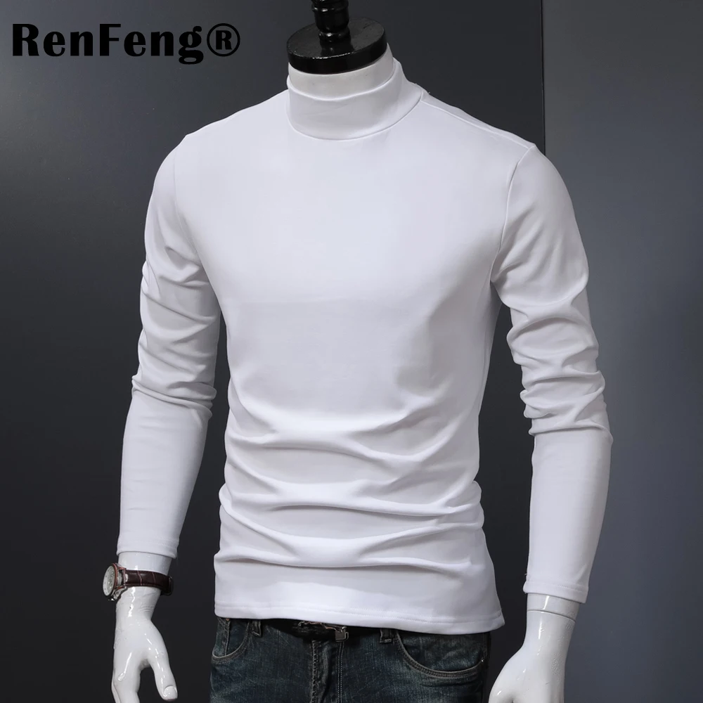 2018 New Fashion Brand Men Clothes Solid Long Sleeve Slim Fit T Shirt Men 95% Lycra Cotton T-Shirt Turtle neck Casual T Shirts (4)