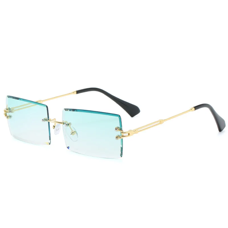 Роскошные брендовые прямоугольные женские солнцезащитные очки без оправы, квадратные поляризованные солнцезащитные очки для женщин Zonnebril Dames Vrouwen Bril - Цвет линз: Green