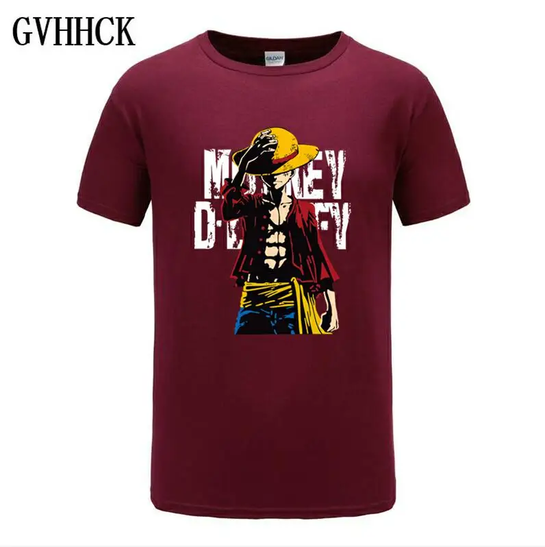 maroon 1 Одна деталь Луффи спортивный костюм модные комплекты Для мужчин футболка+ Штаны Повседневная Костюмы комплекты из 2 предметов футболка аниме летние мужские футболки - Цвет: maroon 1