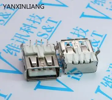 

10PCS USB Female Type-A 4Pin Socket Connector 90 degree bend feet