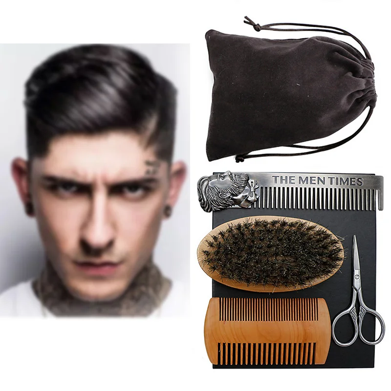 

Men's Beard Styling Set Comb Scissor Shaving Brush for Men Hair Trim Barber Styling Shape Accessories Convenient Beauty Tools