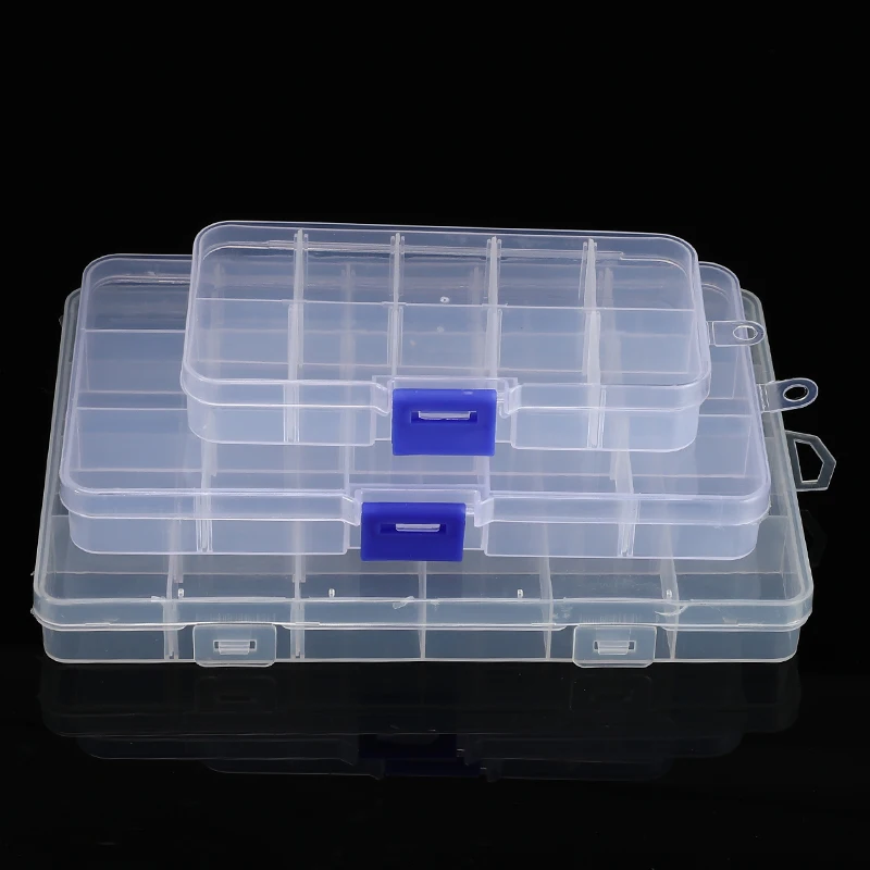 

10/15/24 Grid Plastic Clear Storage Box Case Jewelry Necklace Earring Screw Organizer Display Container Practical Adjustable