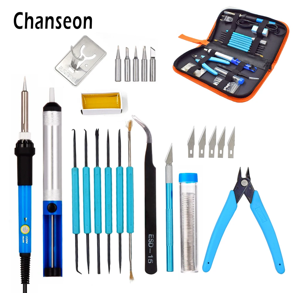 EU/US Plug 220V/110V 60W Adjustable Temperature Electric Soldering Iron Kit+5pcs Tips Welding Repair Tool Tweezers Hobby knife EU/US Plug 220V/110V 60W Adjustable Temperature Electric Soldering Iron Kit+5pcs Tips Welding Repair Tool Tweezers Hobby knife