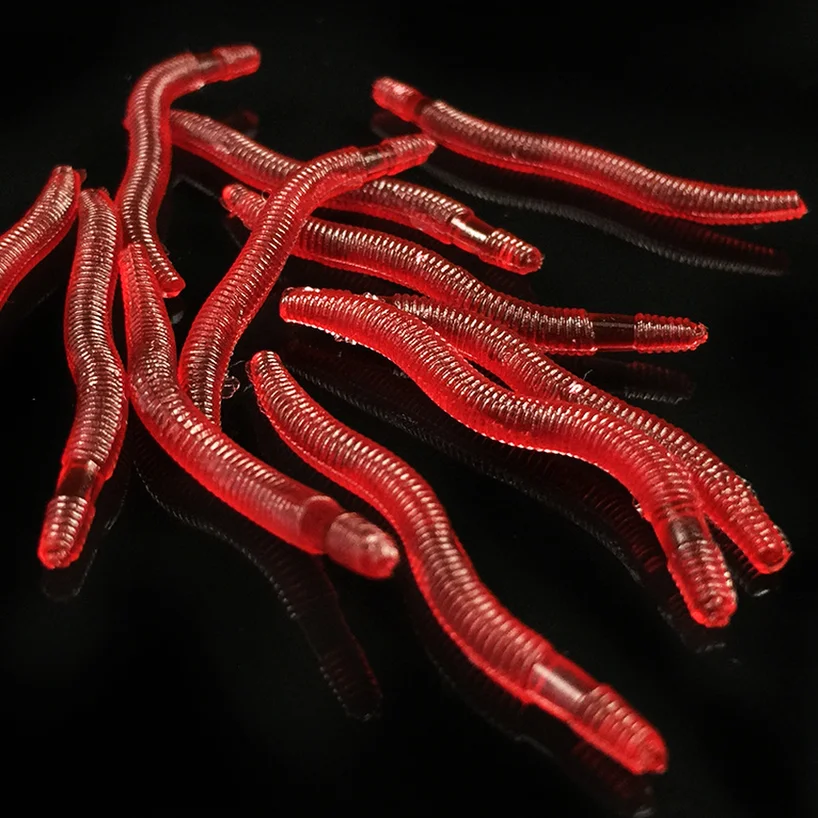 

100pcs 3.5cm Soft Lure Fishing Simulation Earthworm red Worms Artificial Fishing Lure Tackle Lifelike Fishy Smell Lures Hot