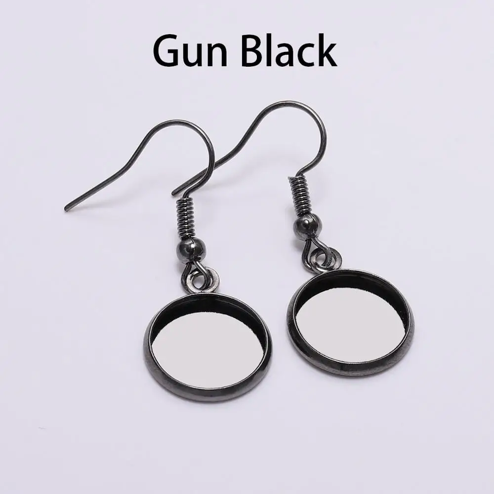 10pcs 10-25mm Tray Bezel Cabochon Earring Hook Blank Setting Round Pendant Ear Base Findings For DIY Glass Cameo Jewelry Making 