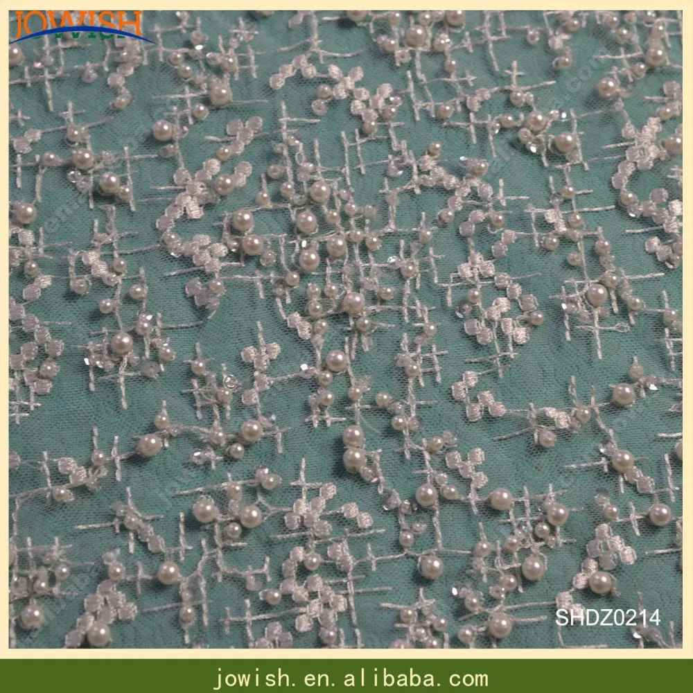 

All Pearl Beads african lace fabric 2018 Latest high quality lace Off White Burgundy SHDZ0214