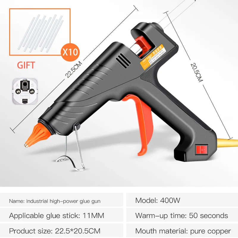 AIRAJ 400 Вт промышленного класса термоклеевой пистолет, дать 10 клеевых палочек для домашнего DIY ручных клеевых инструментов