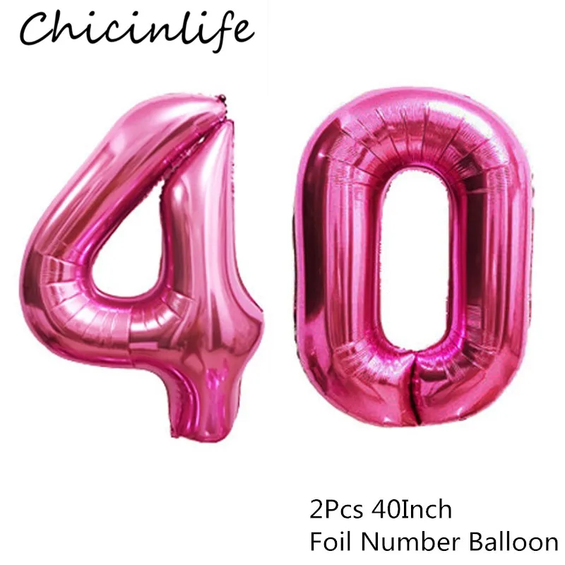 Chicinlife 2 шт. 40 дюймов Rosegold 30/40/50/60/70/80/90 воздушные шары из фольги в виде цифр для взрослых День рождения украшения Юбилей расходные материалы - Цвет: pink 40