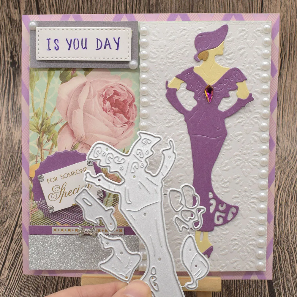

Beautiful Lady Woman Cutting Dies For Scrapbooking Album Birthday Card Anniversary Day Gift Decoration