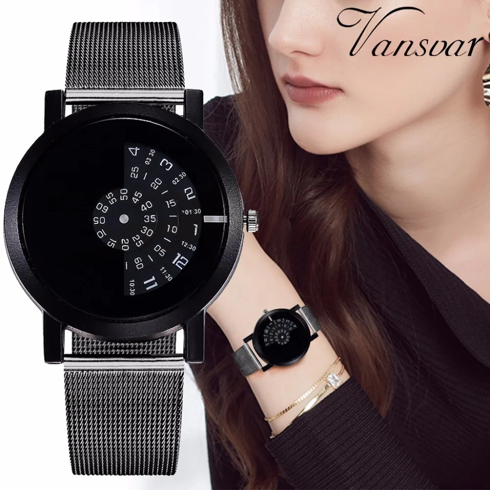 

Men Women Creative Stainless Steel Turnable Dial Watch Casual Luxury Quartz Watches For Dropshipping Clock