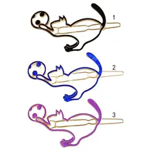 Женская заколка для волос с рисунком для девочек, цветная заколка для волос в виде капель масла, японский минималистичный милый кот, играющий в футбол, заколка для волос