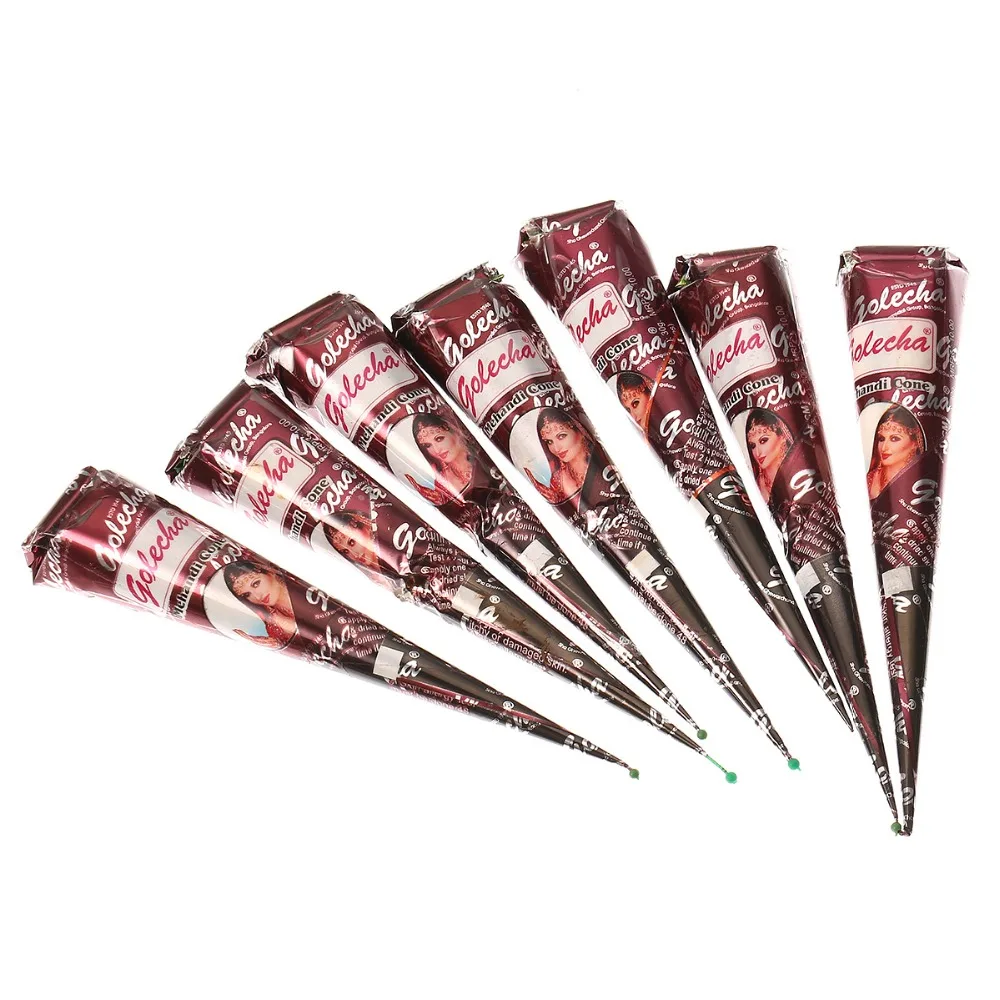 12 pieces 25g Natural Indian Brown Mehndi Henna Cones Temporary Tattoos Henna Paste For Tattoo Hand Body Paint