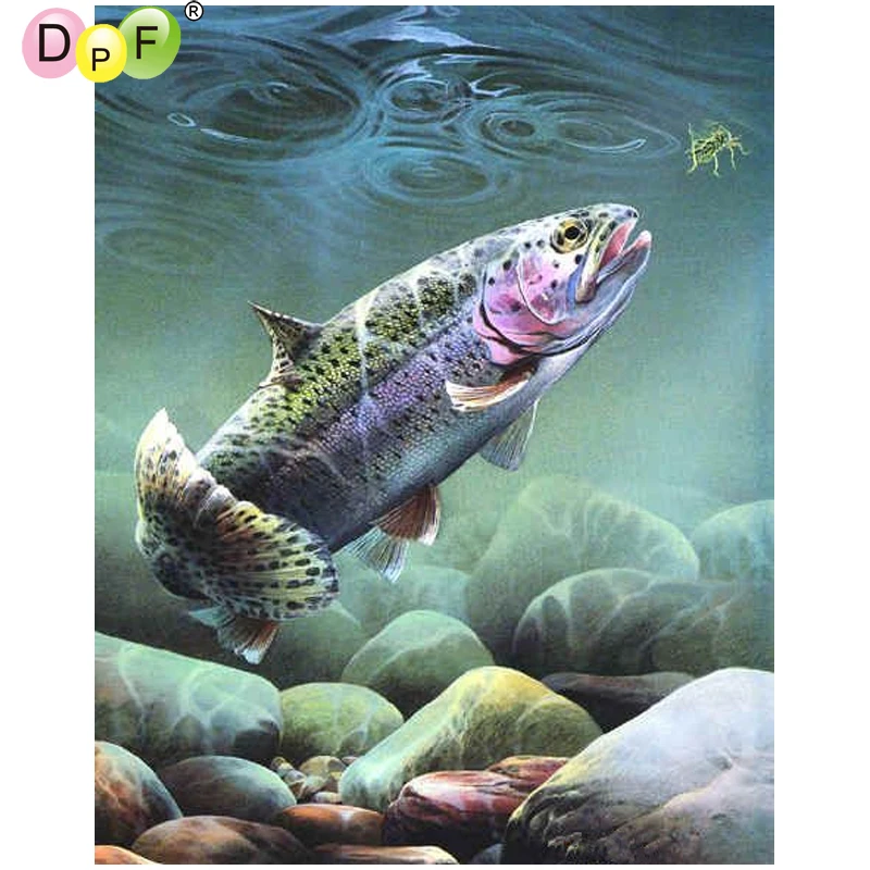 

DPF DIY Fish in water 5D diamond painting cross stitch needlework crafts diamond mosaic kit square home decor diamond embroidery