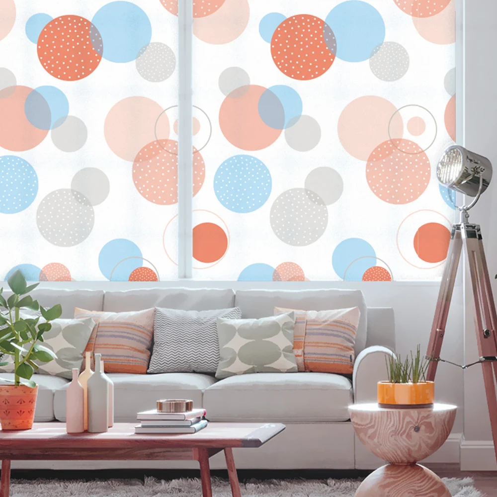 Stained Static Cling Window Film Frosted Opaque Privacy Glass Sticker Home Decor Digital print BLT1669 Colorful | Дом и сад