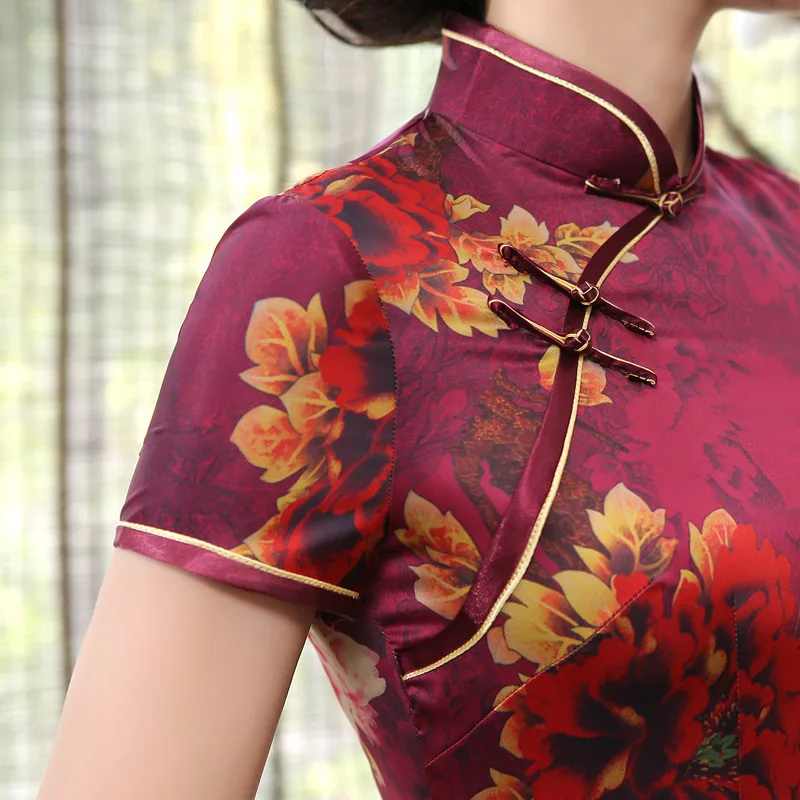 Национальный мини китайское платье женские атласный китайский женский халат Размеры S до 3XL