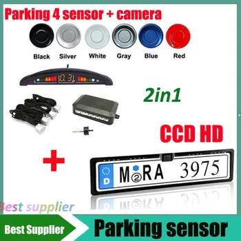

EU Car License Plate Frame CCD HD Car rearview backup camera universal car parking camera and parking sensor with LED Display