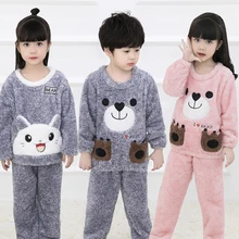 Очень мягкая Пижама для маленьких девочек и мальчиков; плюшевые зимние утепленные детские пижамы с героями мультфильмов; Детские пижамные комплекты; детская одежда для сна для мальчиков и девочек