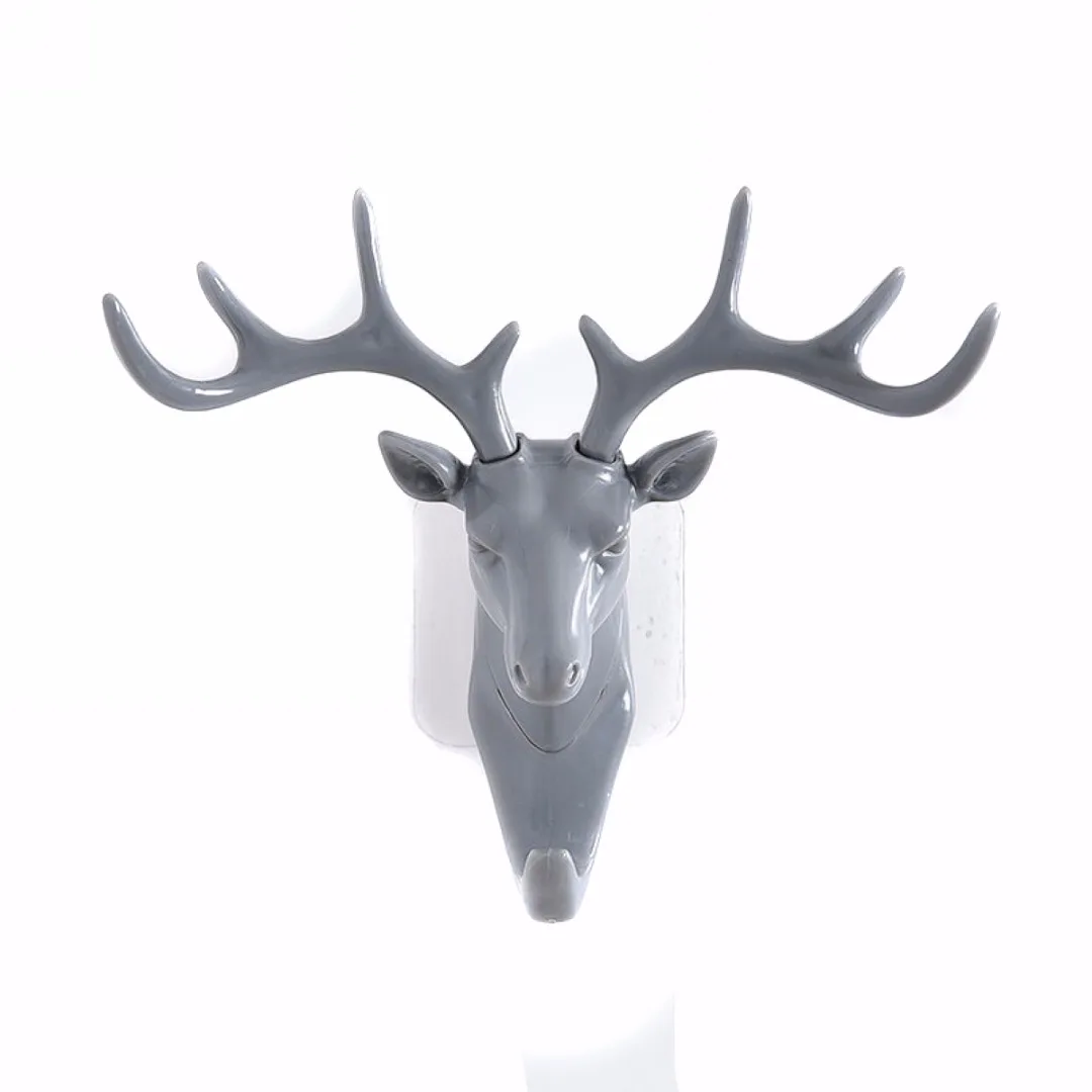 Deer Horn Wall mounted hanging hook Self Adhesive DIY Hanger Rack Elk Head design Bag Keys Sticky Holder organize