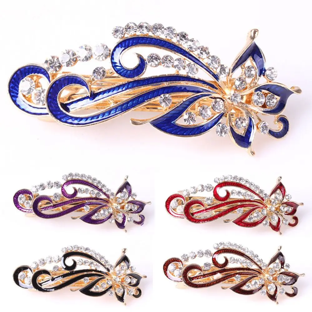

1PC Fashion Barrettes Vintage Women Shinning Crystal Rhinestones Flowers Hairpin Hair Clip Accessories Jewelry