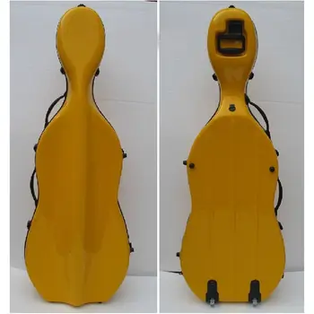 4/4 nova caixa de violoncelo fibra de vidro luz forte bonito amarelo
