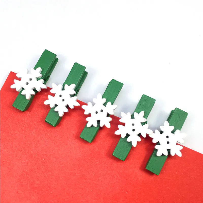 10 шт. 3,5*0,7 см белый снег дерево аппликация клип красный зеленый зажим+ белый цветок рождественские украшения прищепка