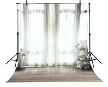 

Curtains Windowsill Pots backdrop Vinyl cloth High quality Computer printed Wooden Backgrounds