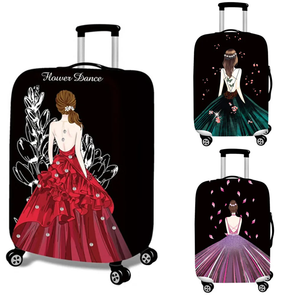 

Elastic Women's Luggage Protective Cover Female Thicker 3D Printing Dust Cover Rain Bag For Trunk Case Travel Suitcase Accessory
