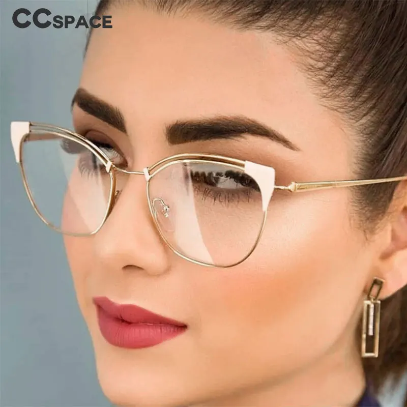 

Cat Ear Simple Metal Glasses Frames Men Women Optical Fashion Computer Glasses 45892