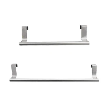 Home Kitchen Hanging Accessories Stainless Steel Wall-Mounted Towel Racks Pole Bathroom Towel Holder Household creative wall mounted bathroom roll paper towel racks home wall decoration solid wood paper towel racks bathroom accessories