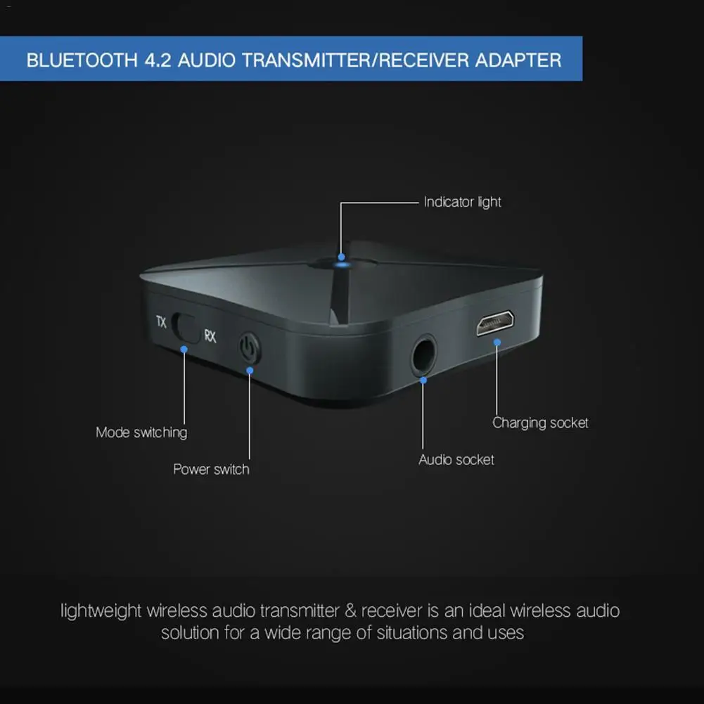 2 в 1 беспроводной Bluetooth 4,2 аудио передатчик приемник HIFI музыкальный адаптер RCA AUX с 3,5 мм AUX аудио для домашнего ТВ MP3 ПК