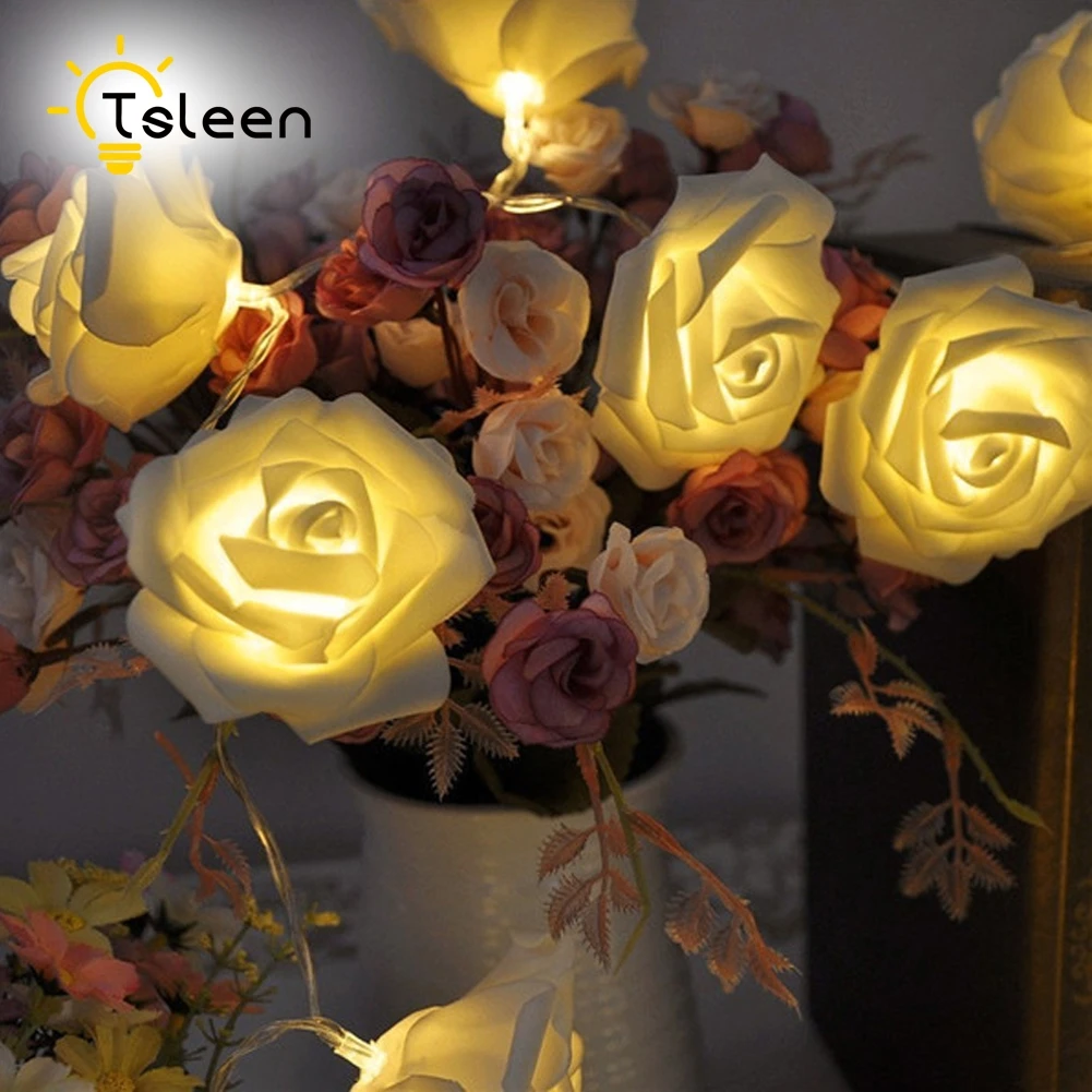 Wholesale 5PCS 2M 20 led 3AA battery powered led Warm White Rose string