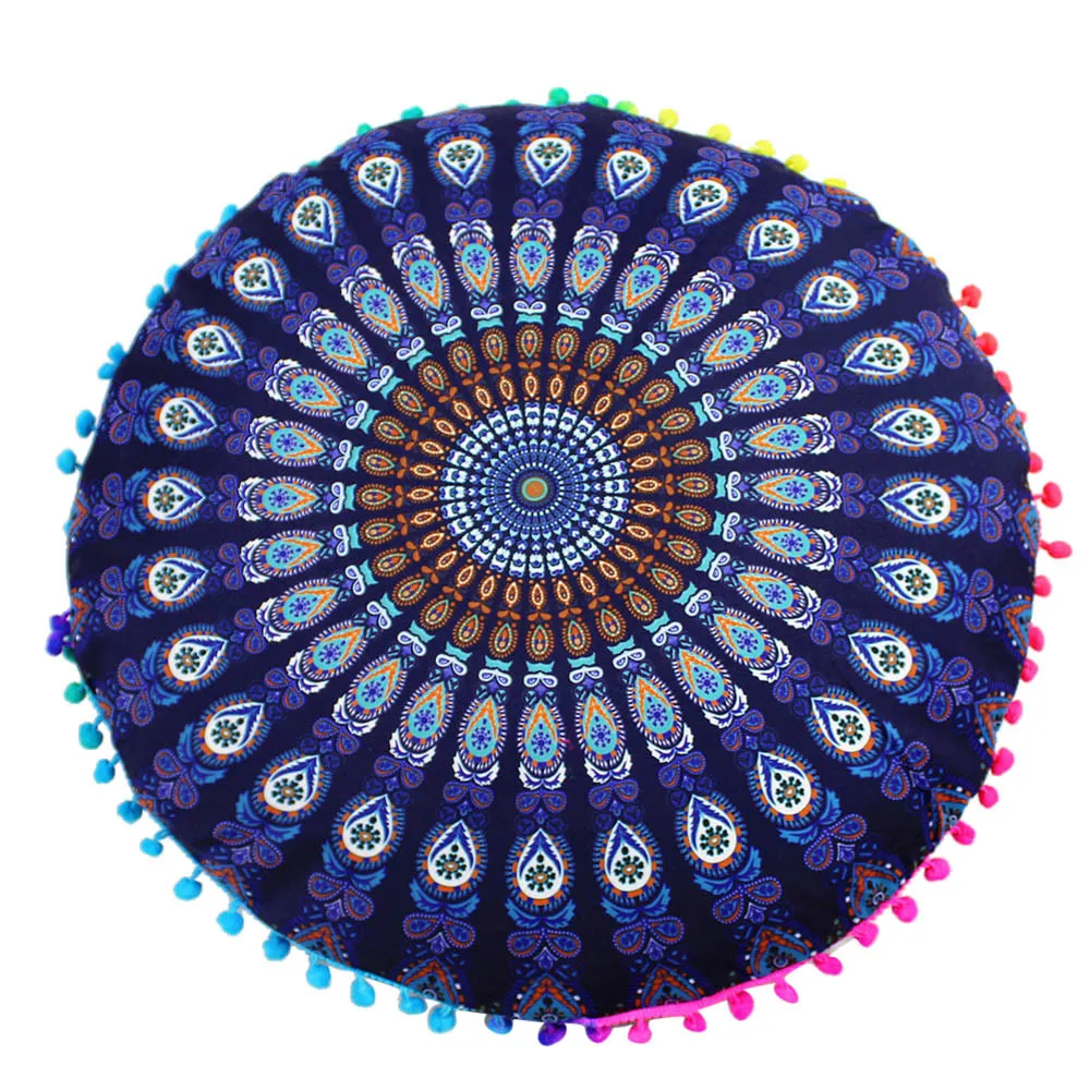 Красочные подушки для пола Мандала Османская круглая богемная подушка для медитации подушки-пуфы подушки#10