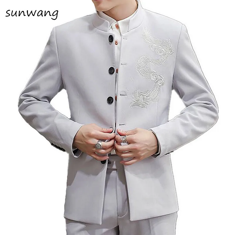 Sunwang Для мужчин s Slim Fit Пром Homme мужские костюмы Нарядные Костюмы для свадьбы