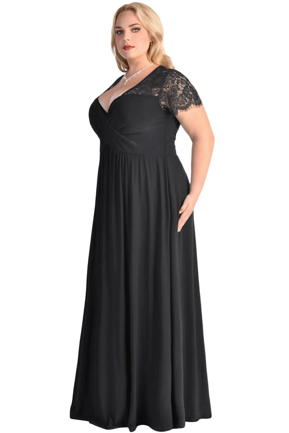 Dear lover вечерние Longo Vestidos Большие женские черные кружевные хомут со складками