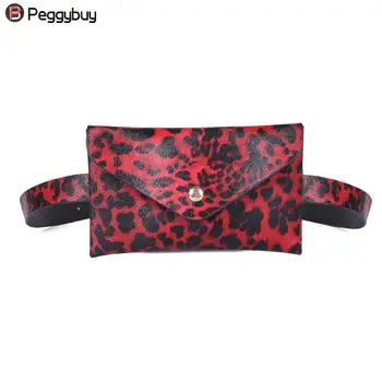 

Women Waist Pack Leopard Fanny Pack Pu Leather Waist Bag Famale Fashion Waist Belt Messenger Shoulder Chest pochete homem
