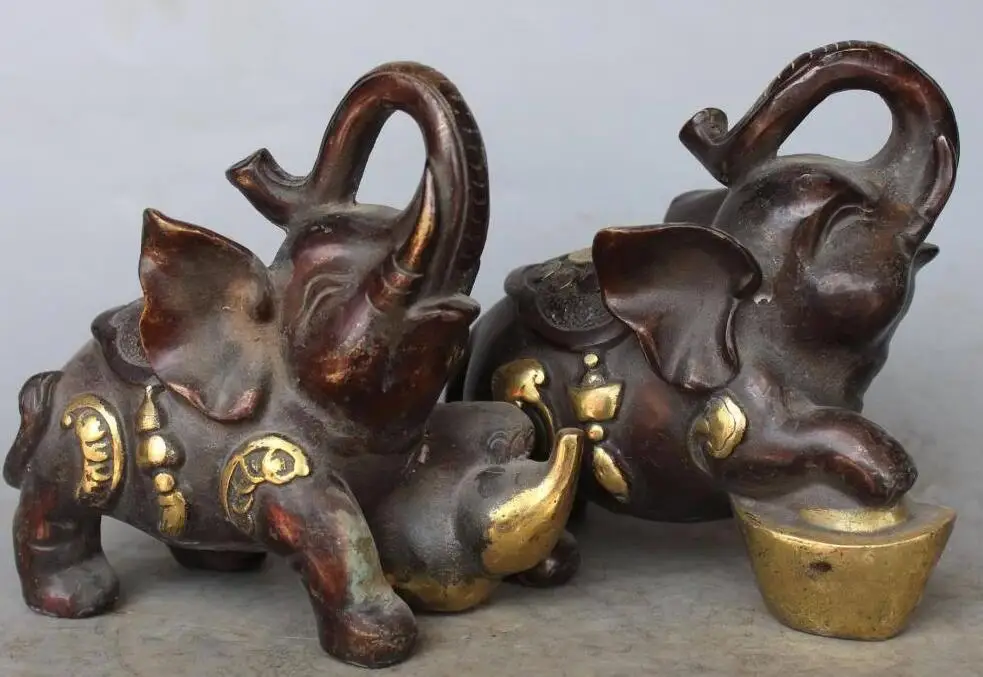 6710551 + 8 "Китайский Бронзовый Свинка Лаки Животных Богатство YuanBao Слон Heffalump