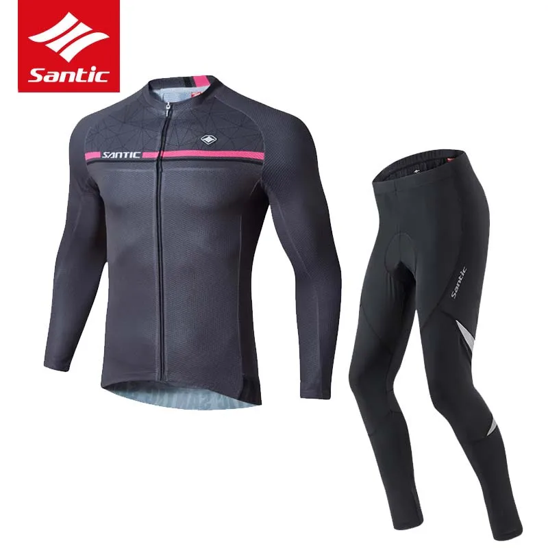 

Santic Cycling Jersey Set Long Sleeve Men MTB Road Bike Bicycle Jersey Spring Breathable Cycling Clothing Set Maillot Ciclismo