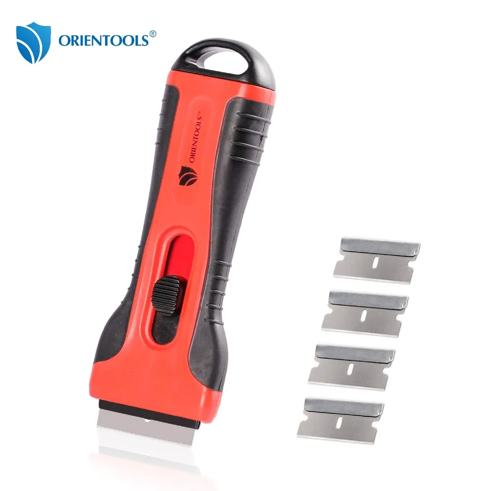 

ORIENTOOLS Scraper Razor Blades Plastic Retractable Scraper Razor Blades with 5 Blades Window Scraper