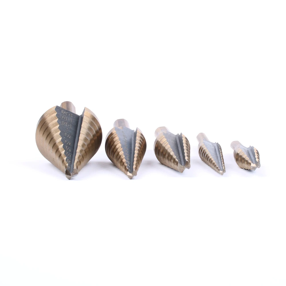5pcs-Step-Drill-Bit-Set-Hss-Cobalt-Multiple-Hole-50-Sizes-SAE-Step-Drills-1-4