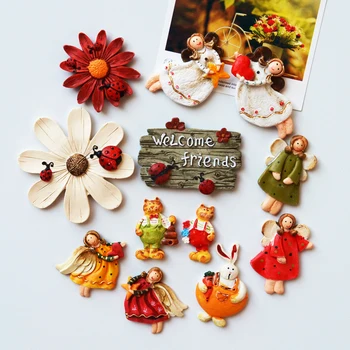 

Flowers Angel Rabbit Refrigerator Animal Kitten 3D Magnet Plate Magnetic Stickers Home Fridge Magnets Decorations Refrigerator