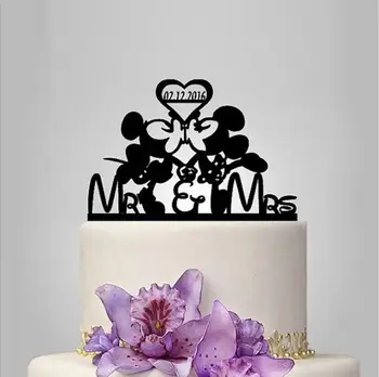 

2017 Real Rushed Personalized Acrylic Micky Minnie Wedding Cake Topper/wedding Stand/wedding Decoration /Custom Topper