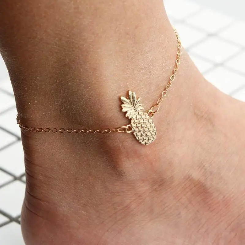 Summer Hot Delicate Gold Pineapple Anklet Trendy Foot Jewelry Bohemia
