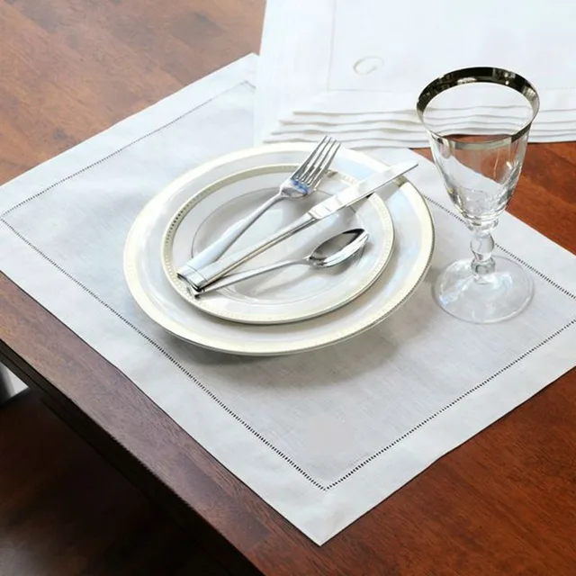 4 Pieces White Napkin Hemstitch Natural Napkin Linen Dinner Napkins Custom Table Napkins For Party Wedding 2