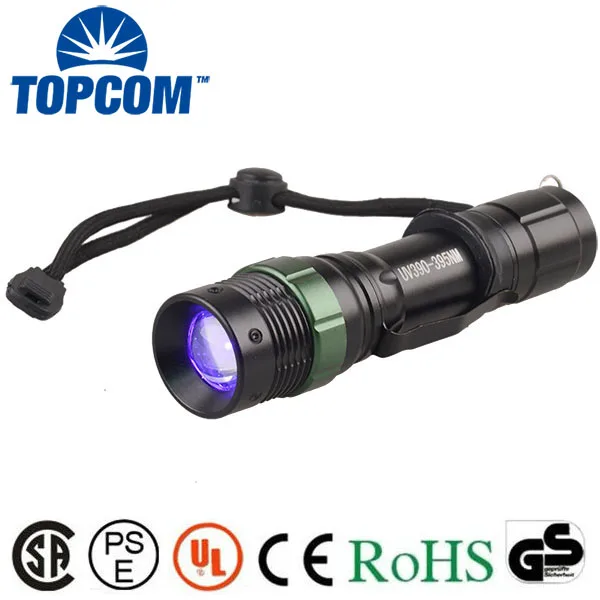Free Ship led uv flashlight UV Waterproof High Power 390nm 395nm Ultraviolet Lamp Purple light