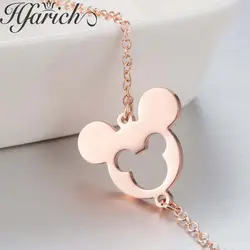 Hfarich сладкий полый в форме Микки браслет для женщин звено цепи животное мышь браслеты женские ювелирные изделия подарок для девочки