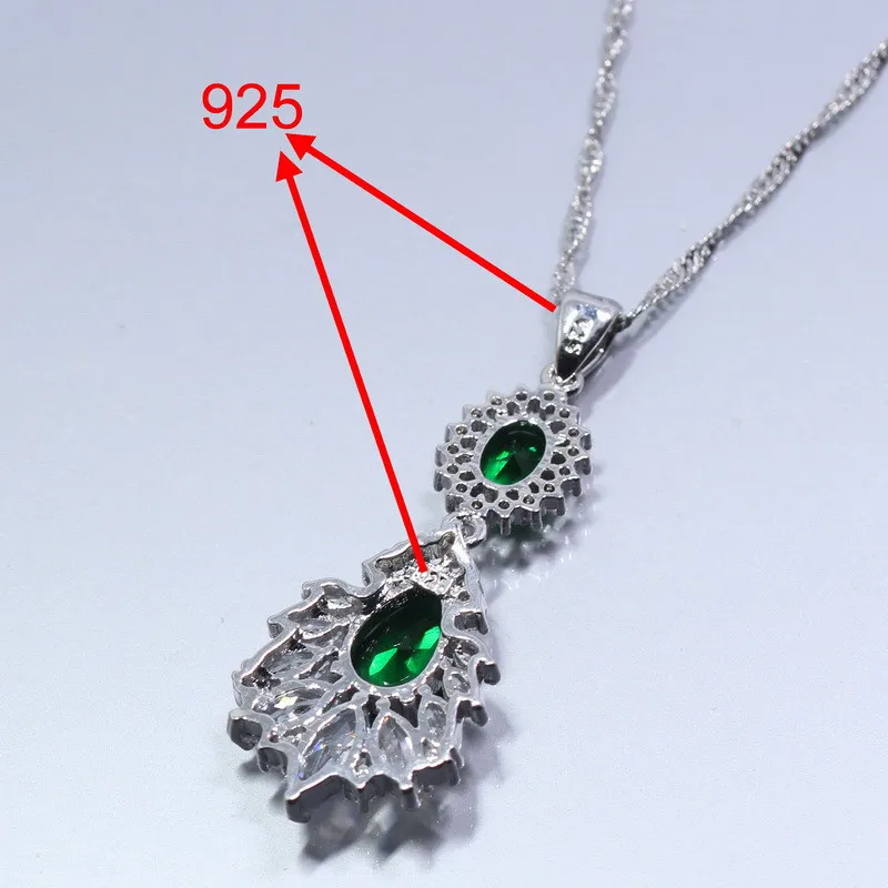 Эксклюзивный 925 пробы Серебряный Натуральный австрийский кристалл с Зелеными камнями Дубай свадебное ожерелье и Висячие серьги наборы
